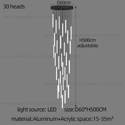 Cascade Strip LED Staircase Chandelier
