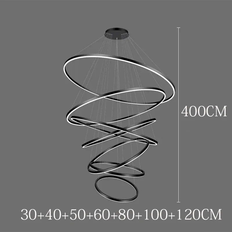 Sculptural Ring Staircase Chandelier