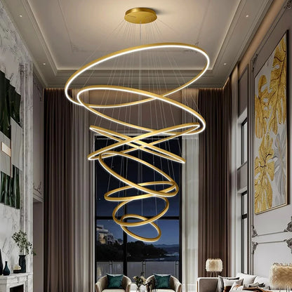 Sculptural Ring Staircase Chandelier