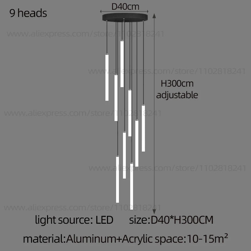 Cascade Strip LED Staircase Chandelier