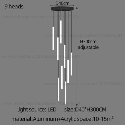 Cascade Strip LED Staircase Chandelier