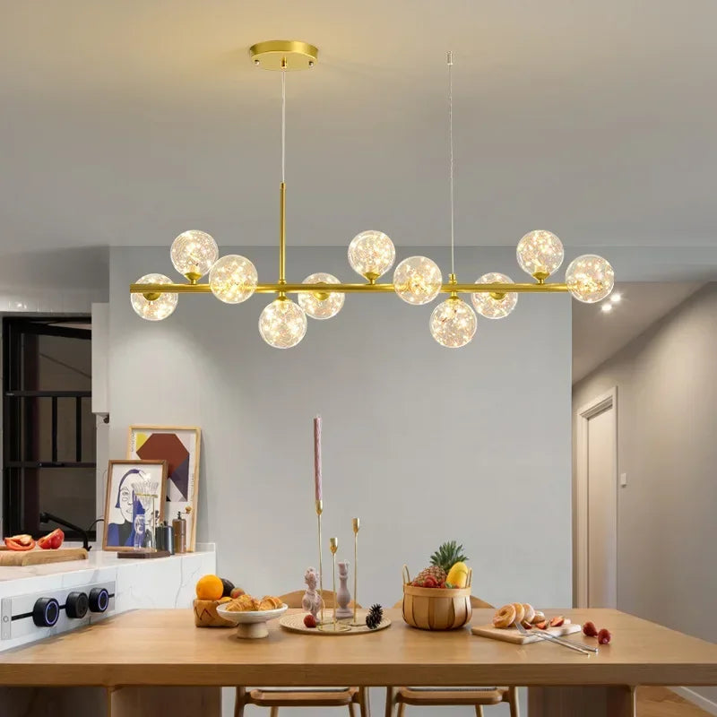 Modern Glass Globe Branch Chandelier
