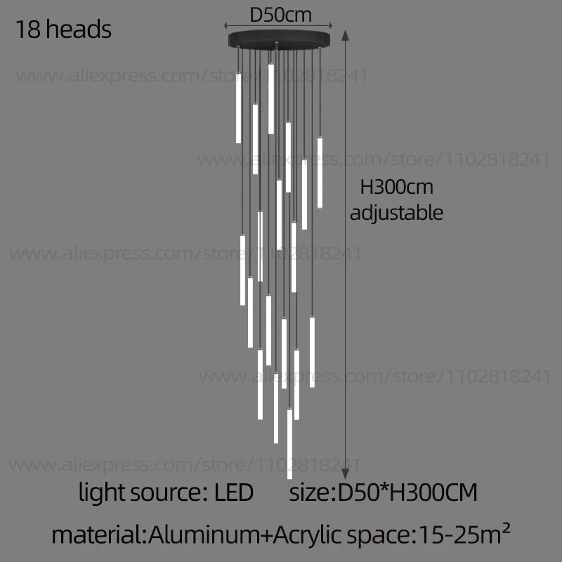 Cascade Strip LED Staircase Chandelier