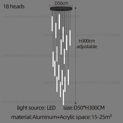 Cascade Strip LED Staircase Chandelier