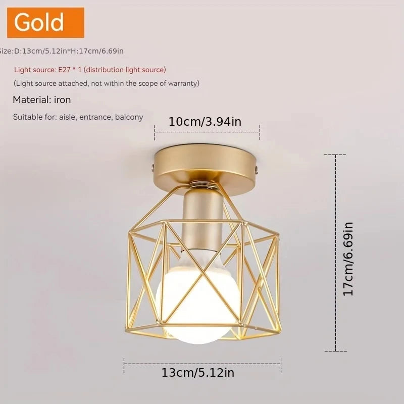 Gold Geometric Cage Ceiling Light