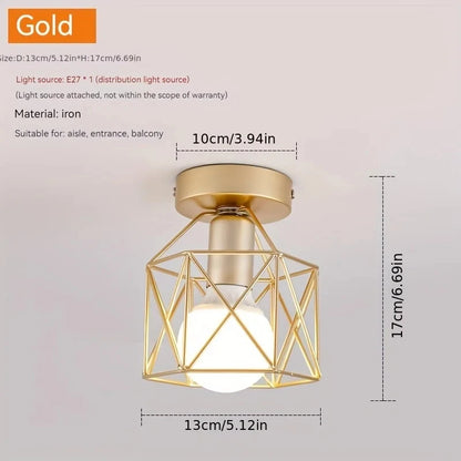 Gold Geometric Cage Ceiling Light