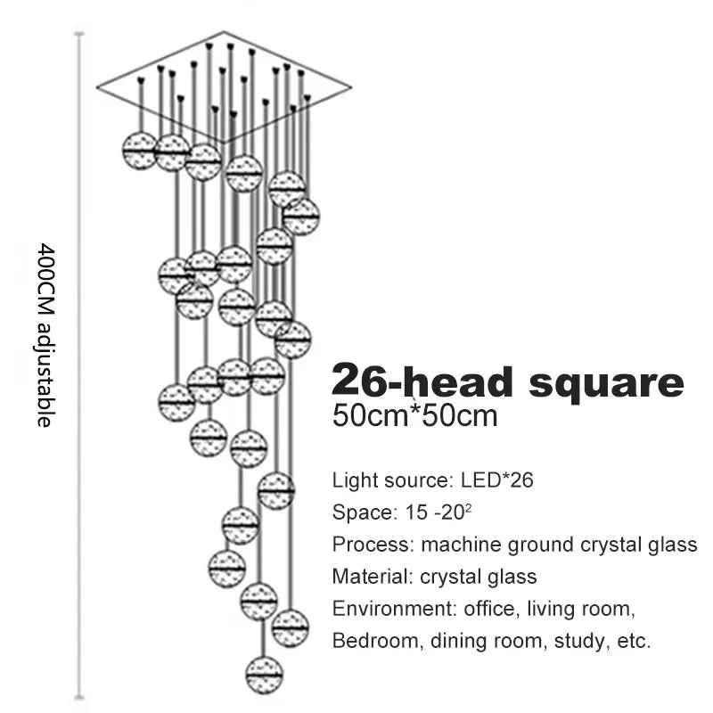 Crystal Ball Spiral Staircase Chandelier