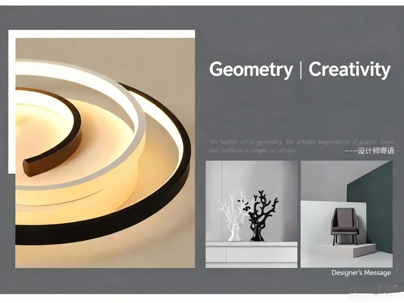 Sculptural Spiral LED Ceiling Light