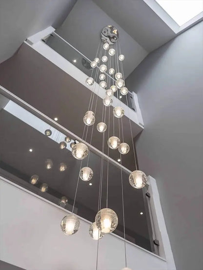 Crystal Ball Spiral Staircase Chandelier