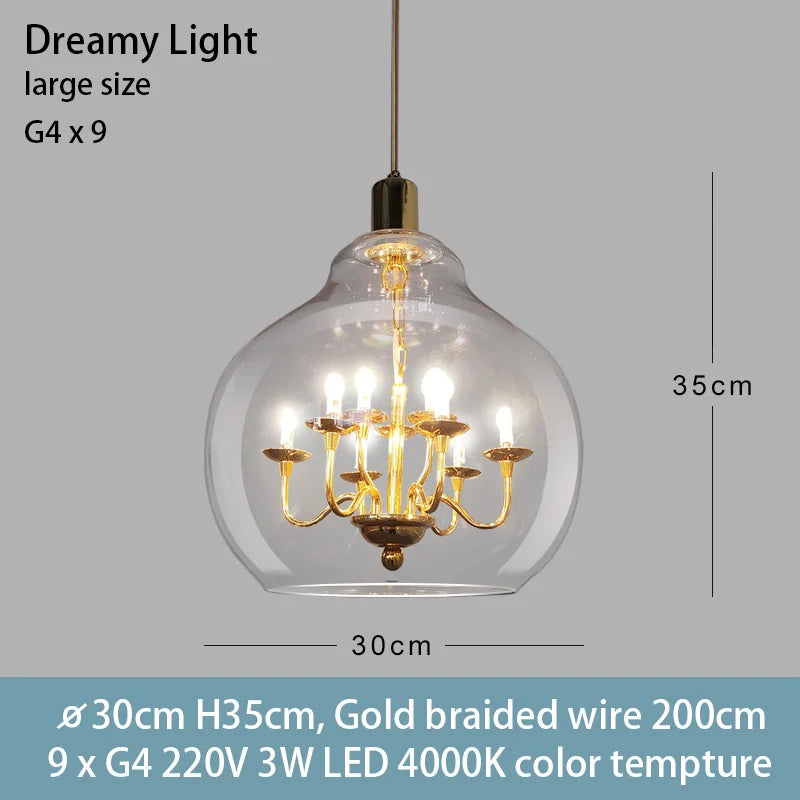 Hand-Blown Glass Cluster Chandelier