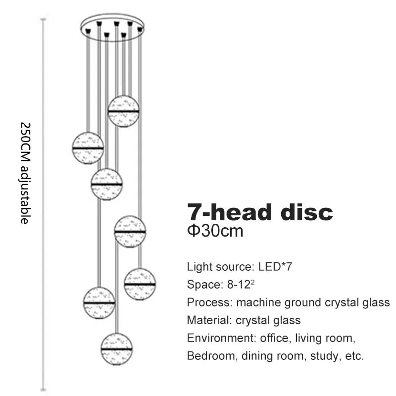 Crystal Ball Spiral Staircase Chandelier