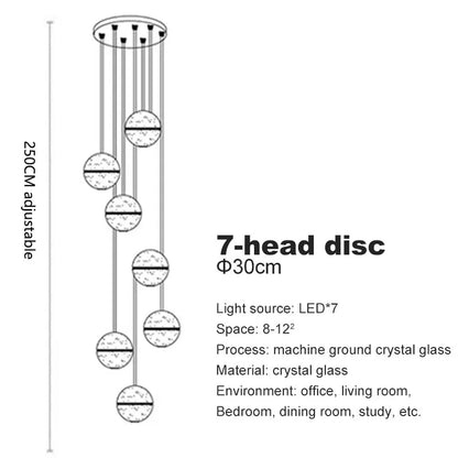 Crystal Ball Spiral Staircase Chandelier