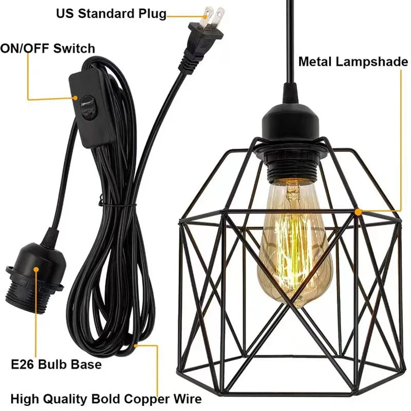 Industrial Geometric Cage Ceiling Light