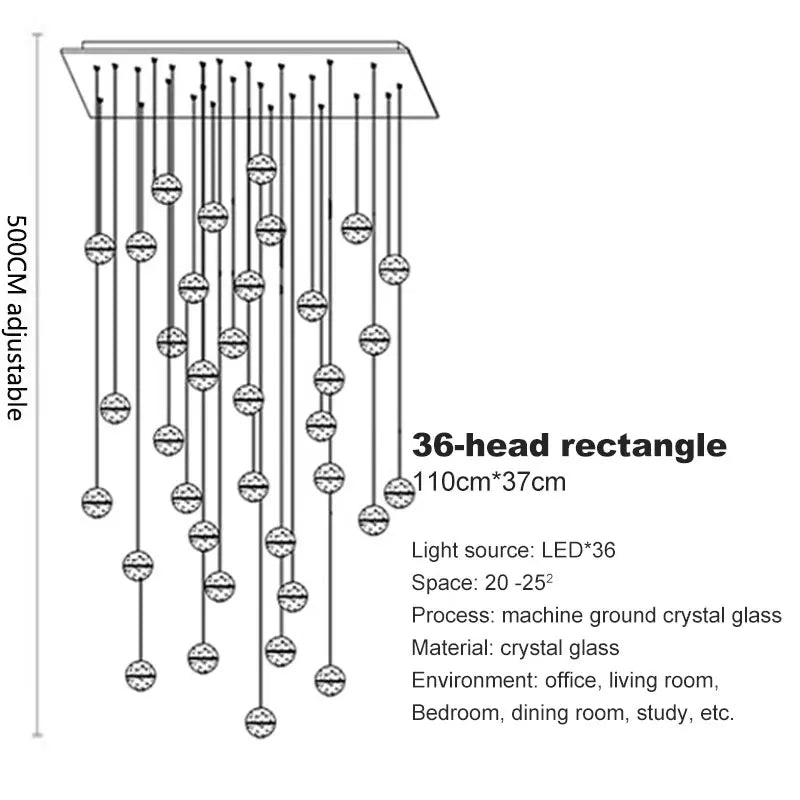 Crystal Ball Spiral Staircase Chandelier