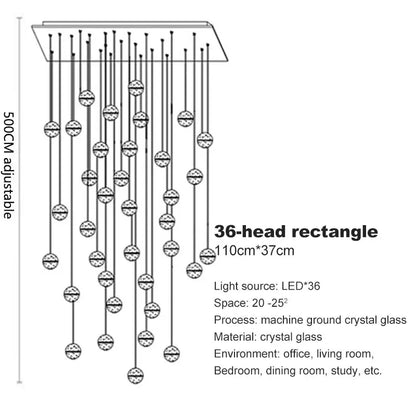 Crystal Ball Spiral Staircase Chandelier