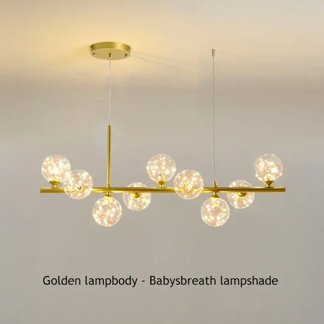 Modern Glass Globe Branch Chandelier