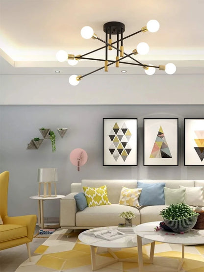 Mid-Century Brass Multi-Arm Ceiling Light