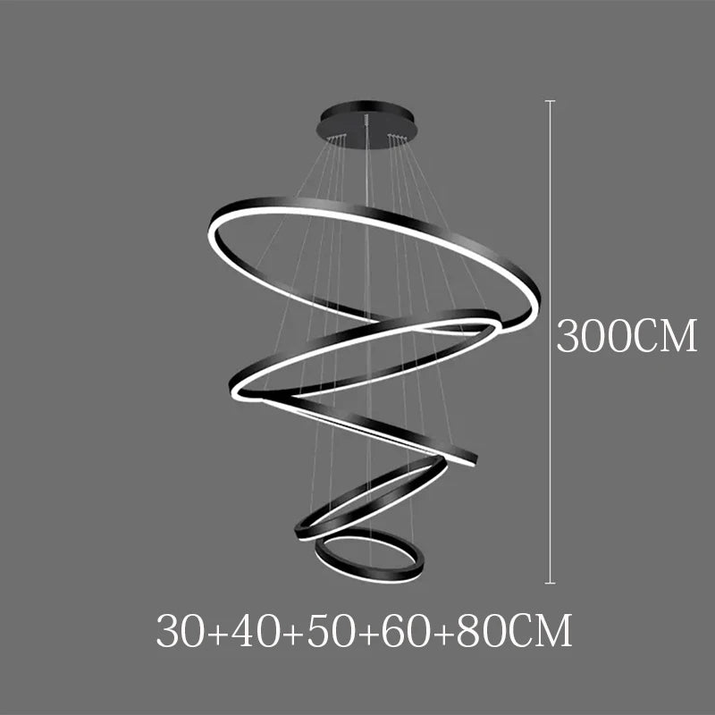 Sculptural Ring Staircase Chandelier
