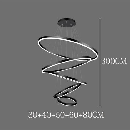 Sculptural Ring Staircase Chandelier