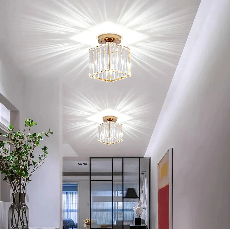 Crystal Cube Semi-Flush Ceiling Light