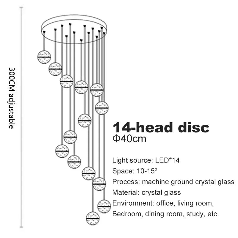 Crystal Ball Spiral Staircase Chandelier