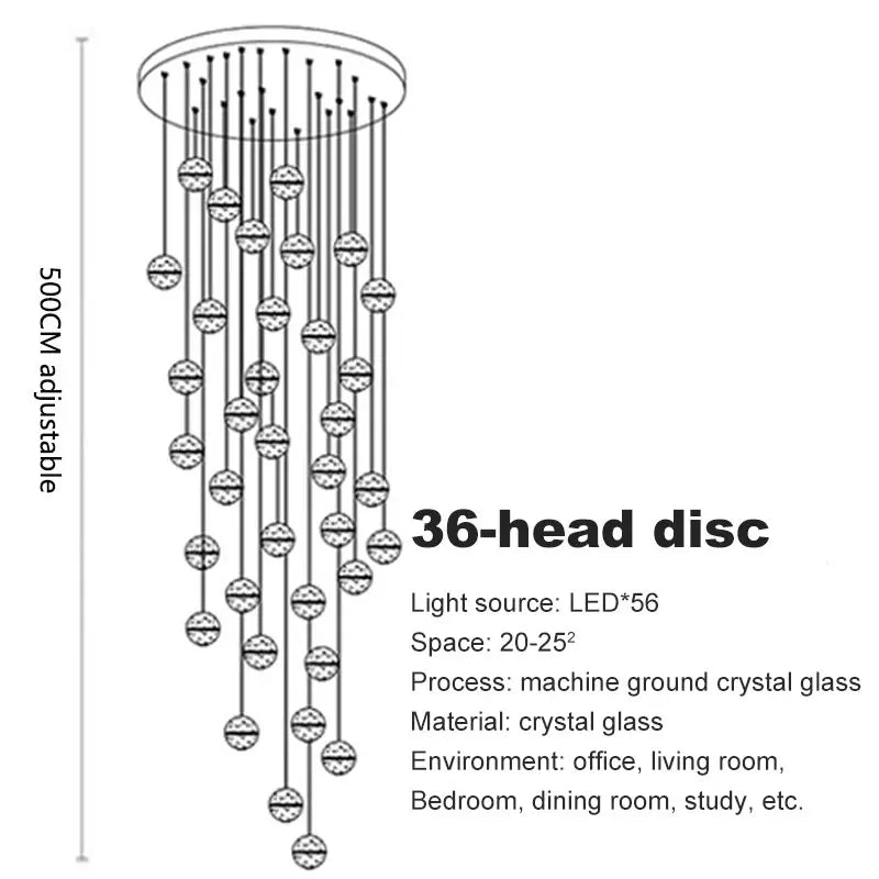 Crystal Ball Spiral Staircase Chandelier