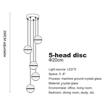 Crystal Ball Spiral Staircase Chandelier