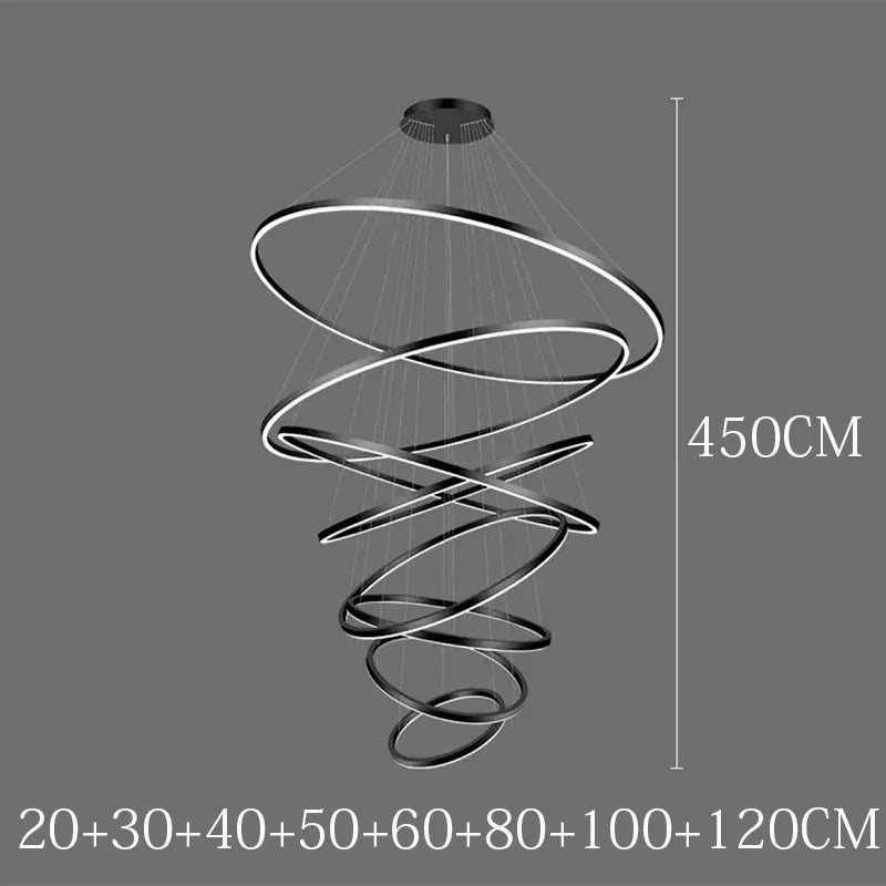Sculptural Ring Staircase Chandelier