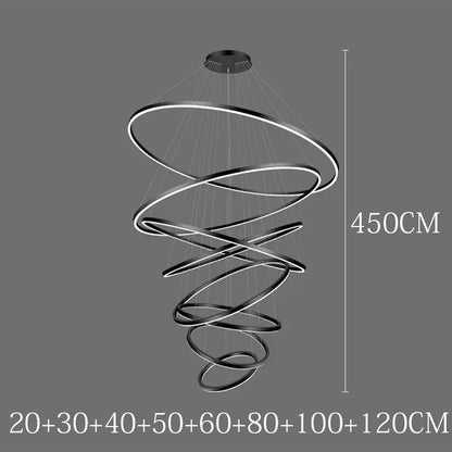Sculptural Ring Staircase Chandelier