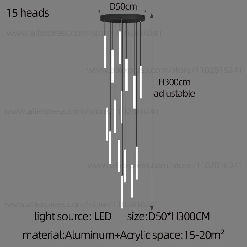 Cascade Strip LED Staircase Chandelier