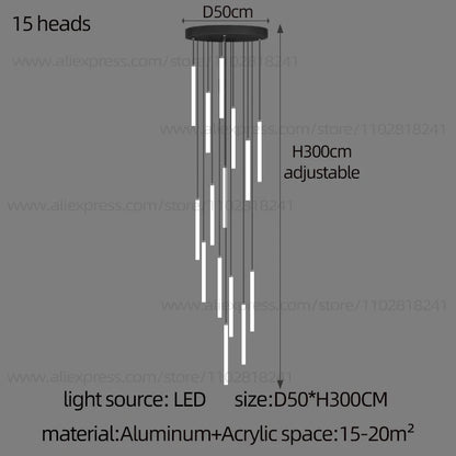 Cascade Strip LED Staircase Chandelier
