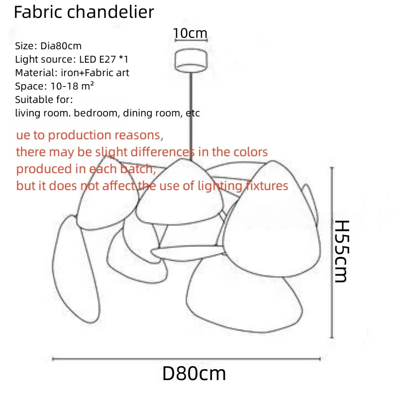 White Fabric Sculptural Chandelier