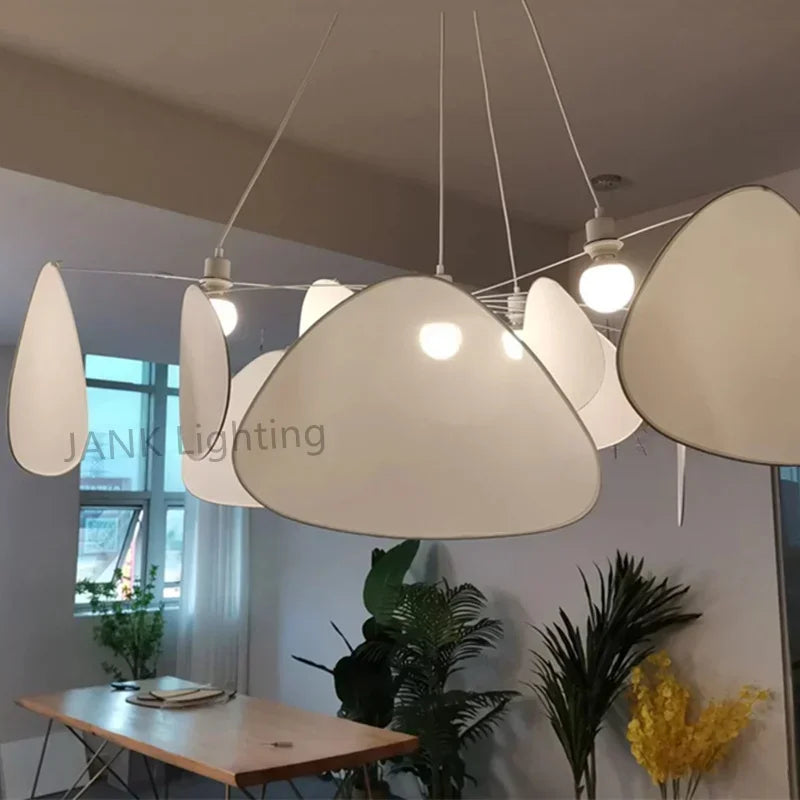 White Fabric Sculptural Chandelier