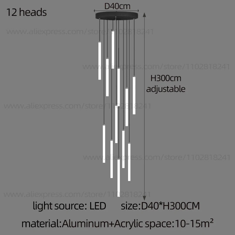 Cascade Strip LED Staircase Chandelier