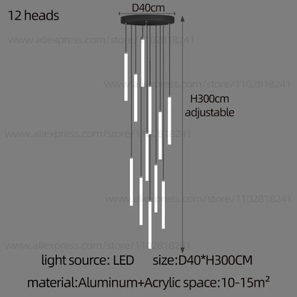 Cascade Strip LED Staircase Chandelier
