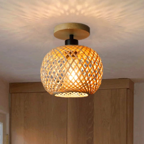 Handwoven Bamboo Basket Ceiling Light