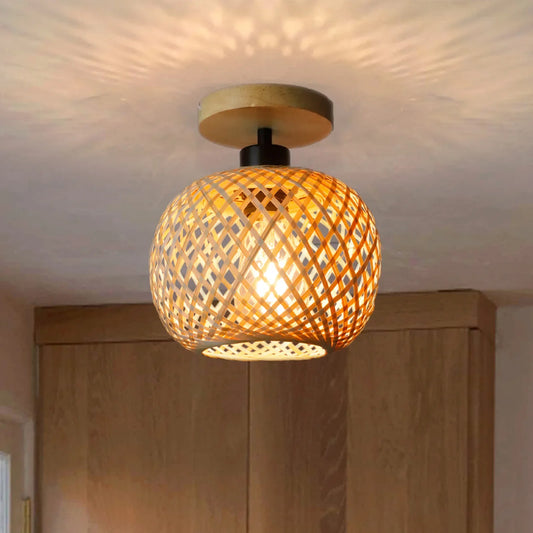 Handwoven Bamboo Basket Ceiling Light