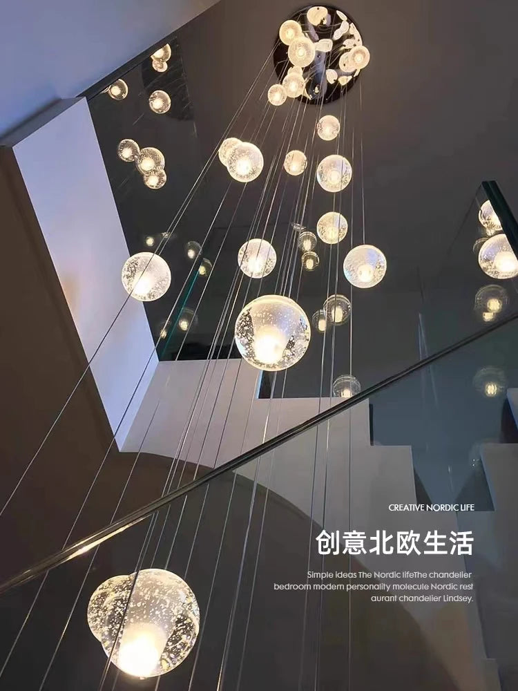 Crystal Ball Spiral Staircase Chandelier