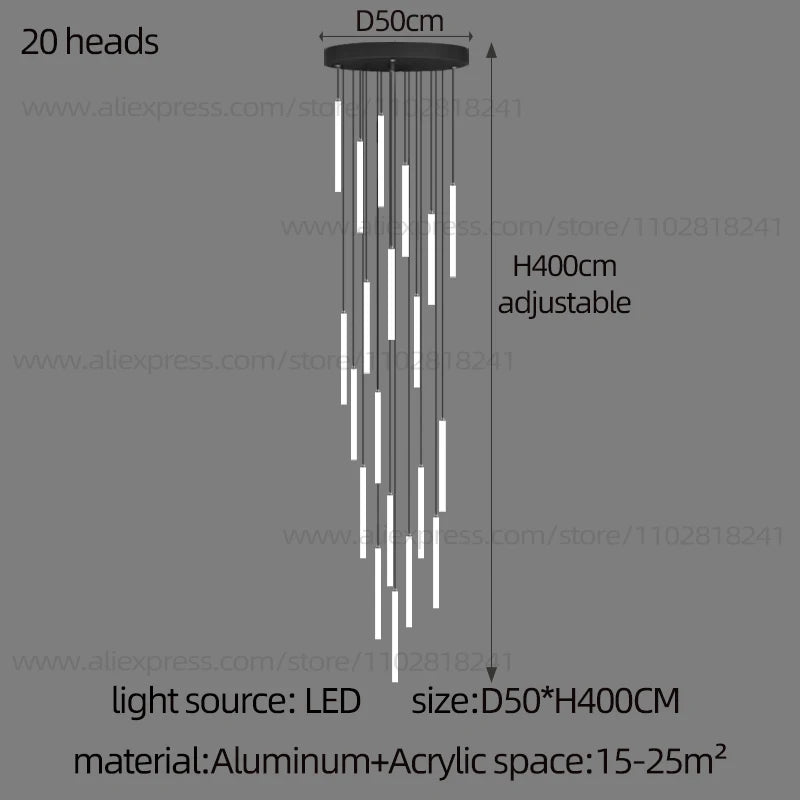 Cascade Strip LED Staircase Chandelier