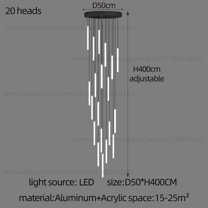 Cascade Strip LED Staircase Chandelier