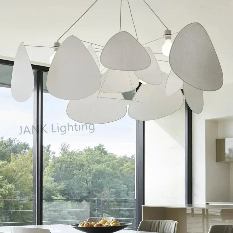 White Fabric Sculptural Chandelier