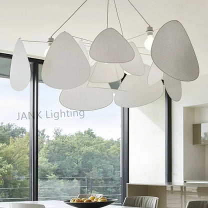 White Fabric Sculptural Chandelier