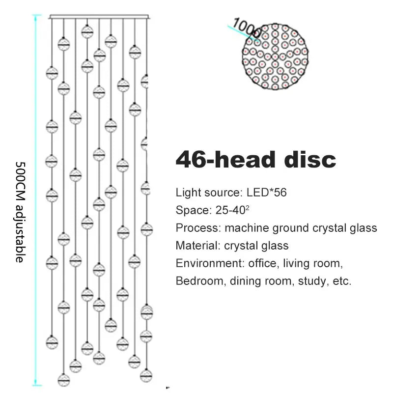 Crystal Ball Spiral Staircase Chandelier