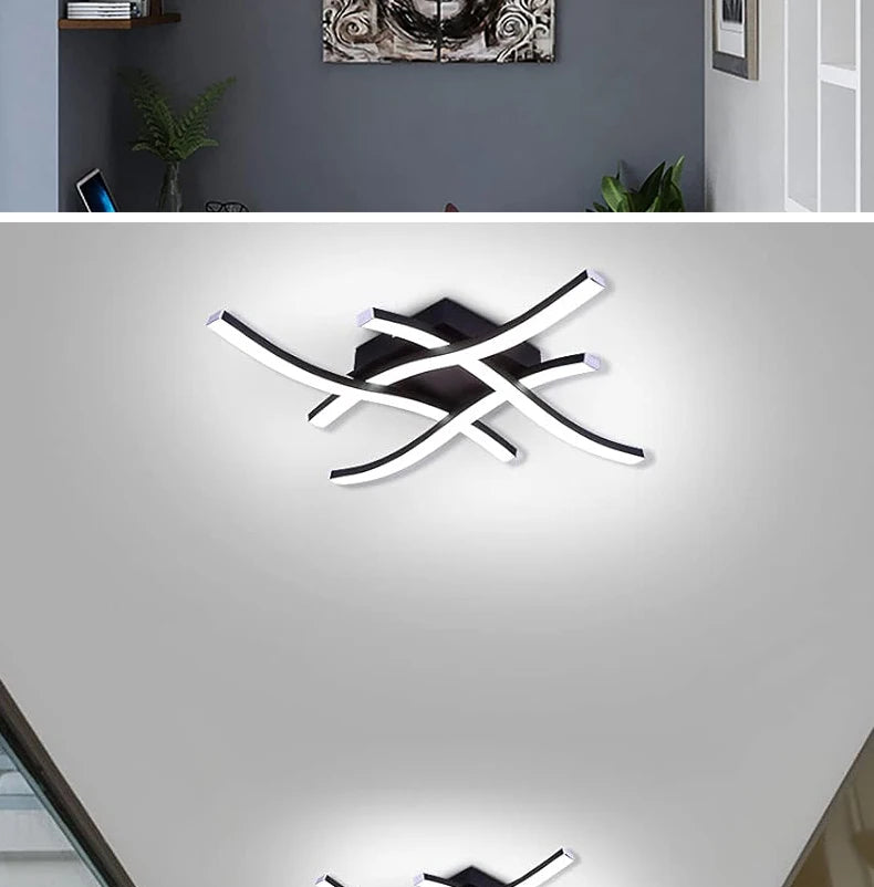 Modern Crossed Bar LED Ceiling Light