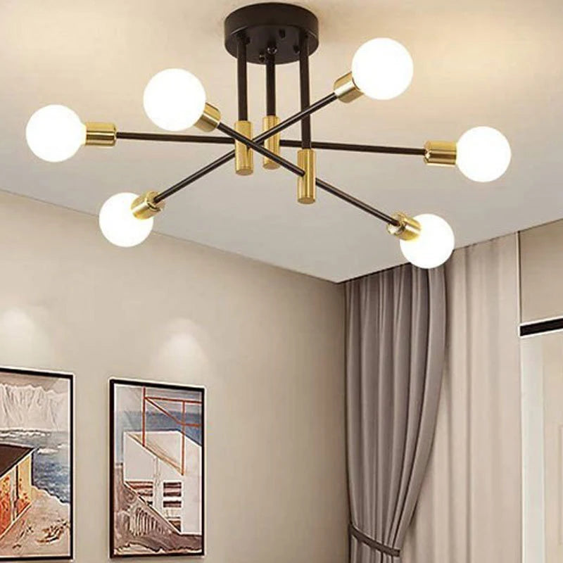 Mid-Century Brass Multi-Arm Ceiling Light