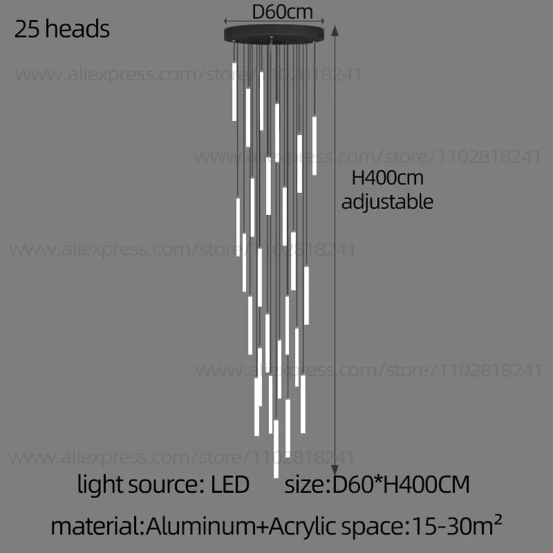 Cascade Strip LED Staircase Chandelier