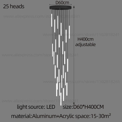 Cascade Strip LED Staircase Chandelier