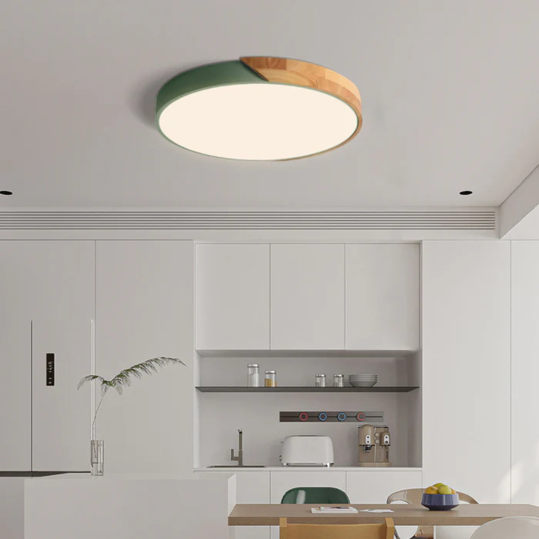 Scandinavian Wood Flush Mount Ceiling Light With LED Light – alternative view 4