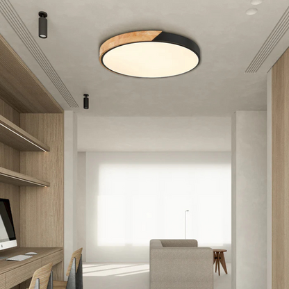 Scandinavian Wood Flush Mount Ceiling Light With LED Light – alternative view 8