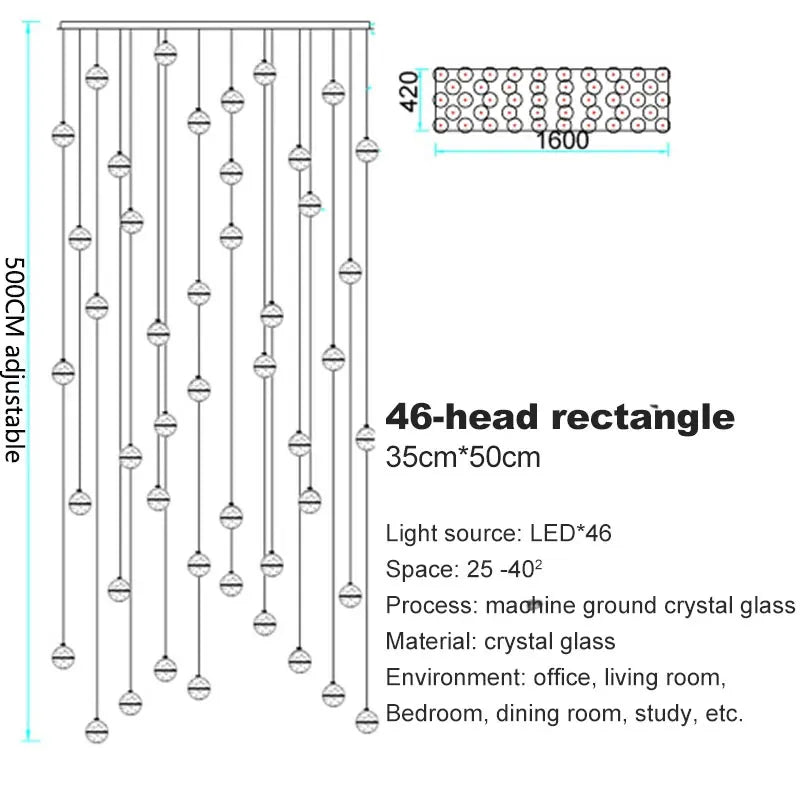 Crystal Ball Spiral Staircase Chandelier